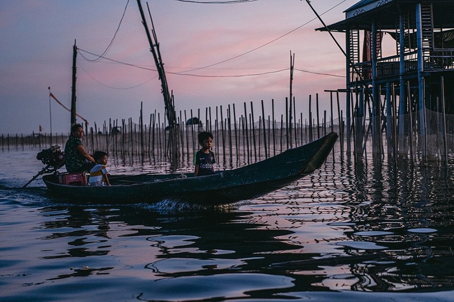 Beautiful Sunrise on Chuon Lagoon, Hue