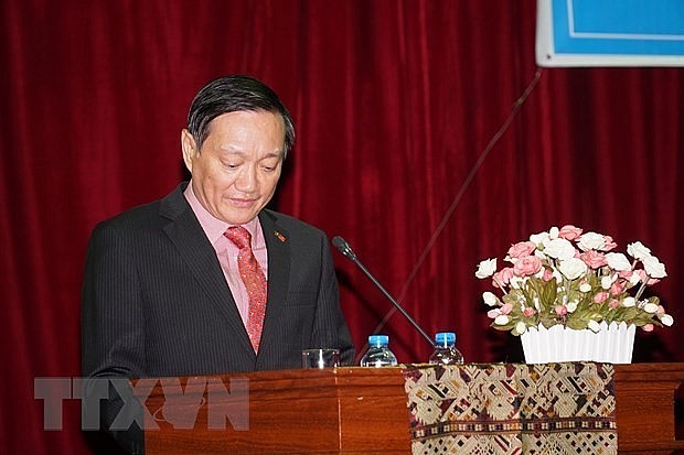 Vietnamese Ambassador to Laos Nguyen Ba Hung reviewed the development of Vietnam – Laos special relations at the Dialogue. Photo: VNA