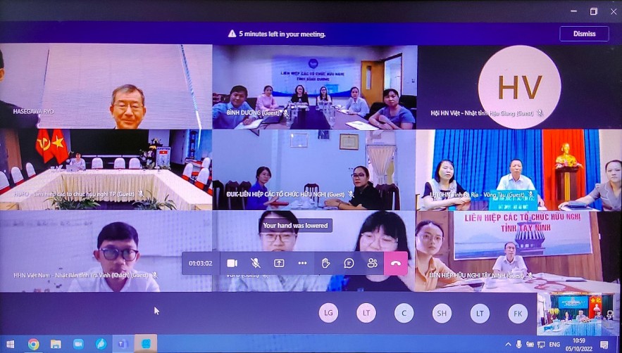The online working session discussed the preparation of activities to celebrate the 50th anniversary of the establishment of diplomatic relations between Vietnam and Japan. Photo: Thoi dai