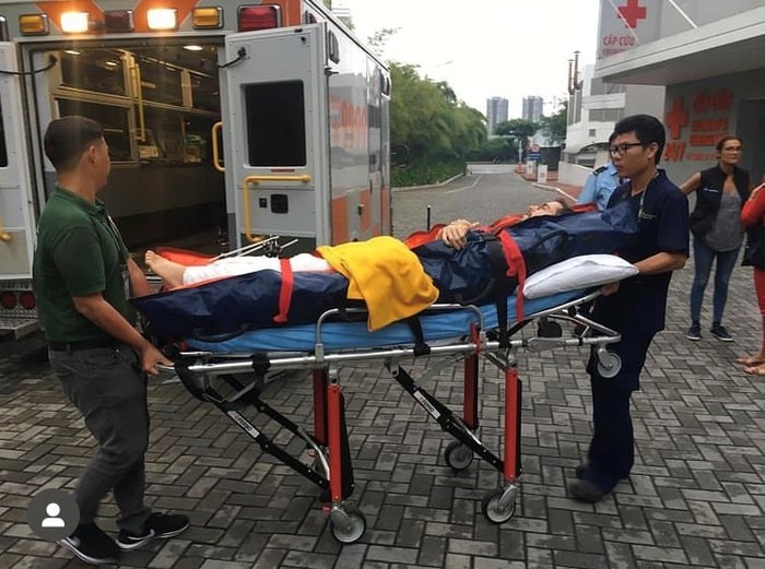 The image of Juan being taken to the hospital after the accident. Photo: 