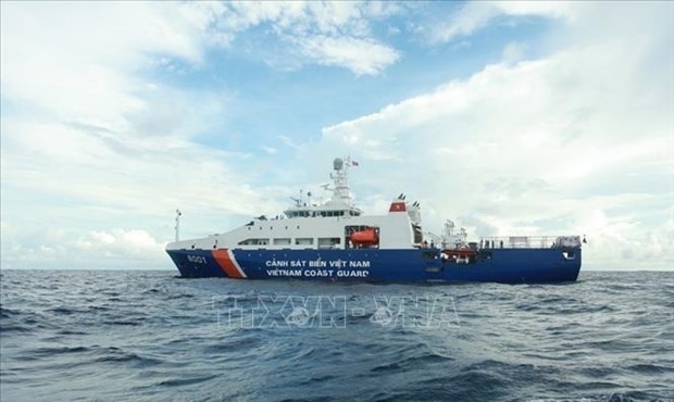 Vietnam Coast Guard vessel 8001 operating in Truong Sa. Photo: VNA