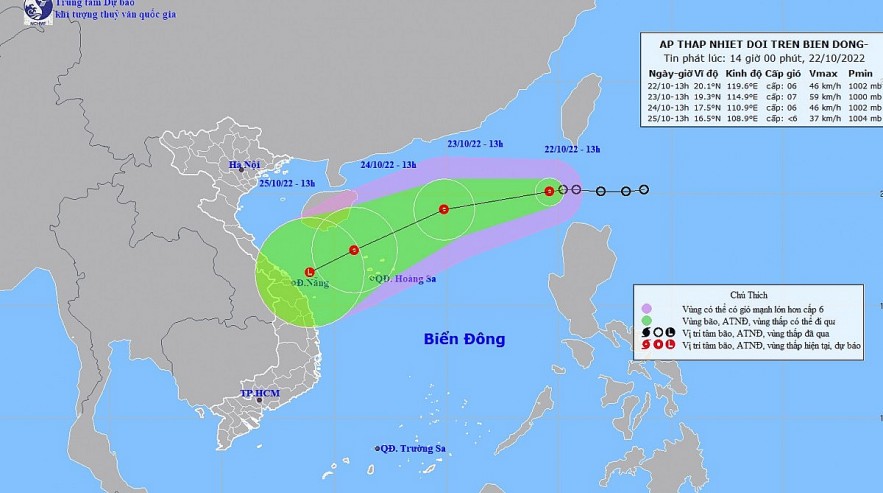 The tropical depression is forecast to gain strength before it will weaken when it moves into the Paracel islands of Vietnam.
