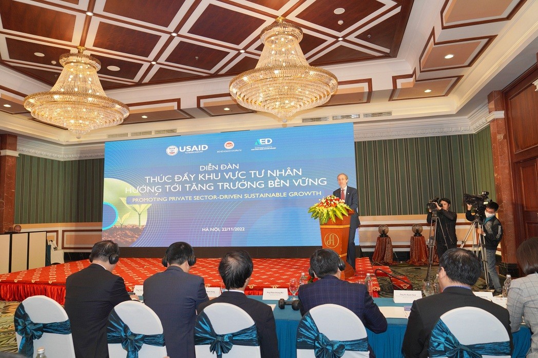 USAID Assistant Administrator for Asia Michael Schiffer speaks at the event. 