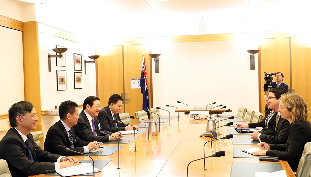 Meeting with Patrick Gorman, Labour Party member in the House of Representatives, Assistant Minister and Advisor to the Australian Prime Minister.