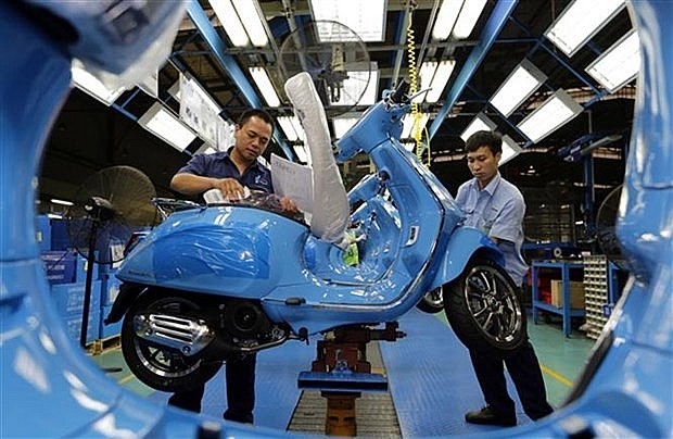 Motorbike production line of Piaggio Vietnam's factory in Binh Xuyen Industrial Park, Vinh Phuc Province. Photo: VNA