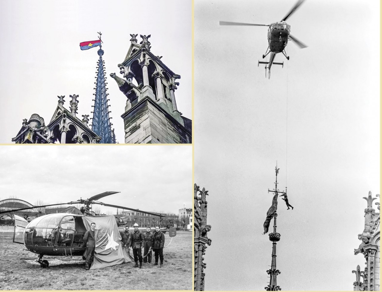 Meeting Three People Planting Vietnam Flag atop Notre Dame Cathedral Paris in 1969