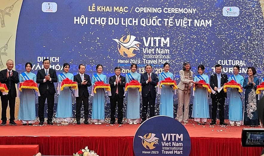 The Vietnam International Travel Mart 2023 themed Cultural Tourism opens in Hanoi on April 13, attracting exhibitors from 15 countries and territories. (Photo: VGP)