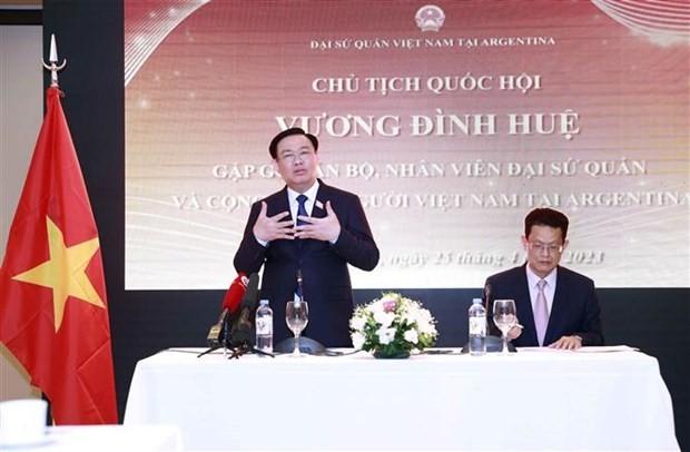 National Assembly Chairman Vuong Dinh Hue speaks at the event. Photo: VNA