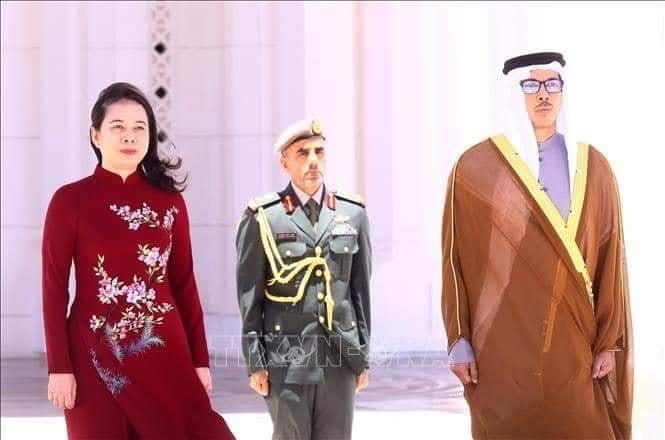 The welcome ceremony for Vice President Vo Thi Anh Xuan. Photo: VNA