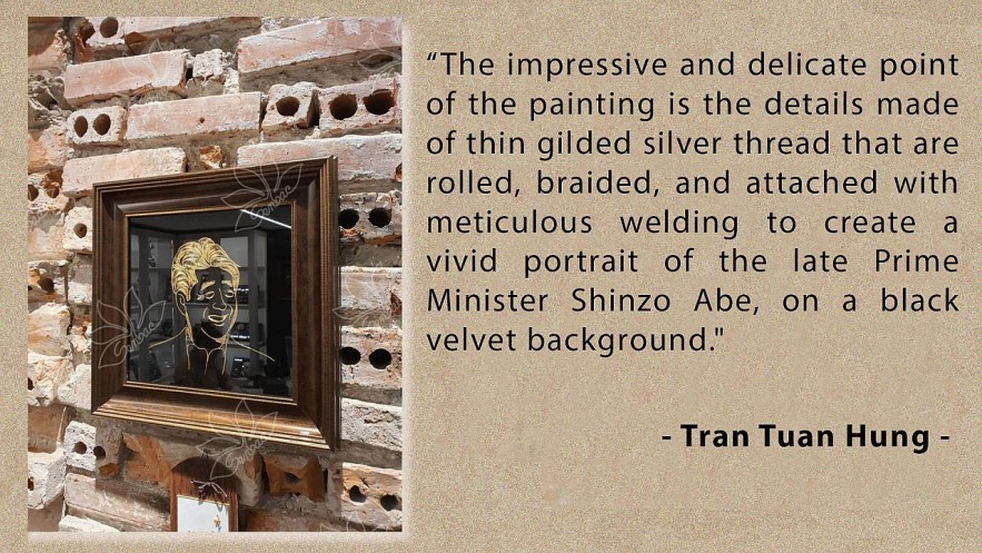 Vietnamese Artists Depict Late Japanese PM Shinzo Abe in Silver Painting