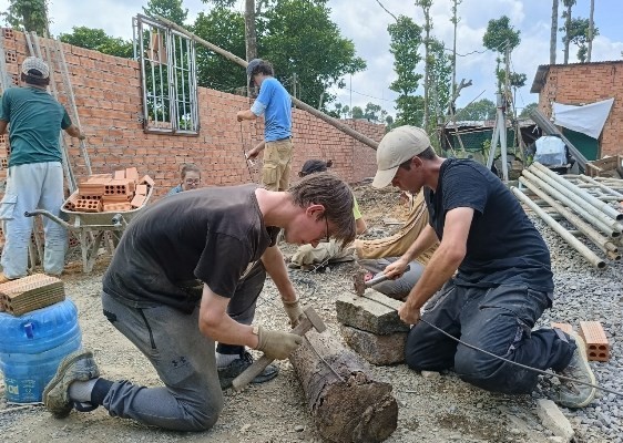 French Volunteers Build House for Southern Vietnamese Minority Groups
