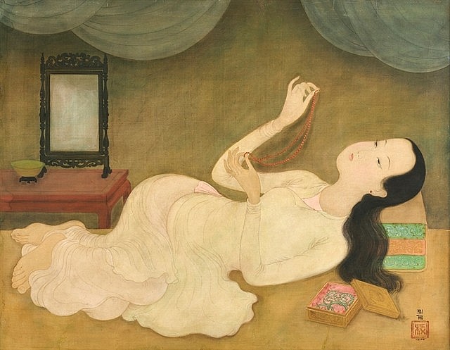 Le Collier (The Necklace) by celebrated Vietnamese artist Mai Trung Thu (1906-1980)