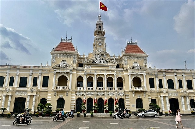 The HCM City People’s Committee and People’s Council headquarters. The city’s economy is likely to achieve growth of 8 per cent in 2024. Photo: VNS