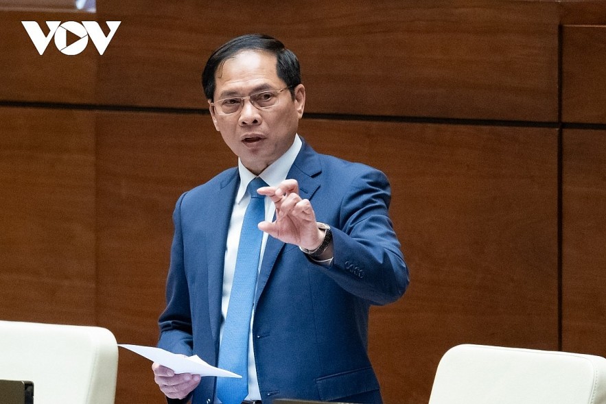 Minister of Foreign Affairs Bui Thanh Son at the Q&A session.