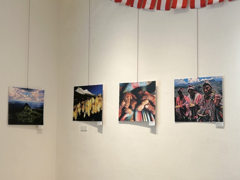A corner displaying photos of the Peruvian mountains at the exhibition. A corner displaying photos of the Peruvian mountains at the exhibition.