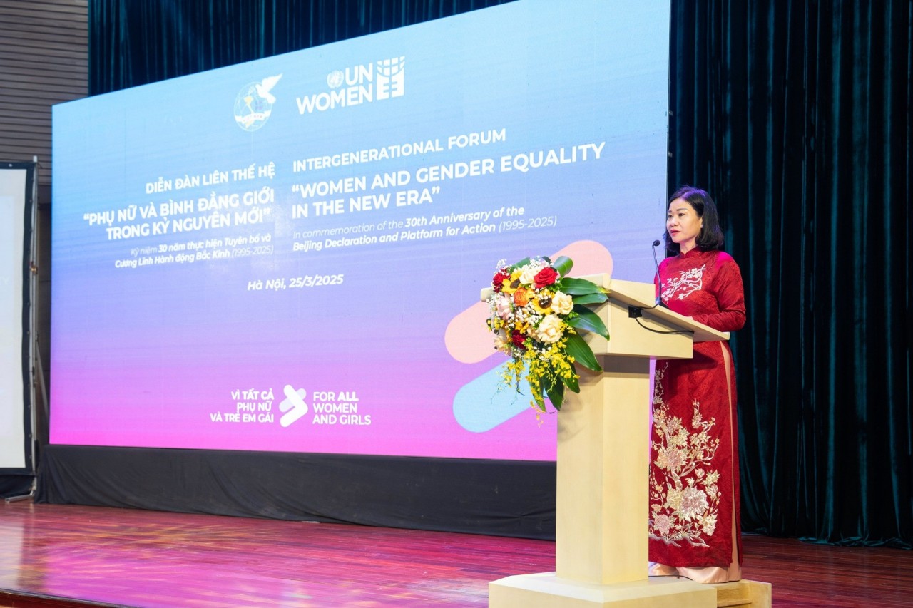 President of the Vietnam Women's Union Nguyen Thi Tuyen speaks at the event. (Photo: UN Women Vietnam)