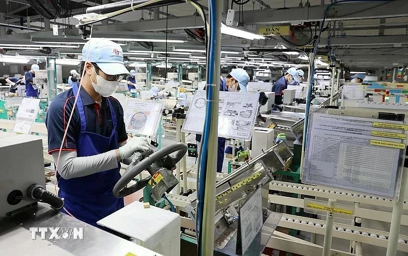 Production activities at the Hai Phong branch of Toyoda Gosei Co., Ltd., located in Tien Hai Industrial Park, Tien Hai District, Thai Binh Province. (Photo: VNA)
