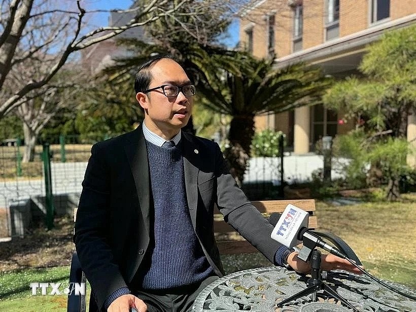 Chairman of the Union of Vietnamese Associations in Japan Dr. Nguyen Hong Son in an interview with the Vietnam News Agency (Photo: VNA)