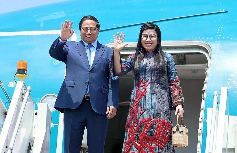 PM Pham Minh Chinh and his spouse (Photo: VNA)