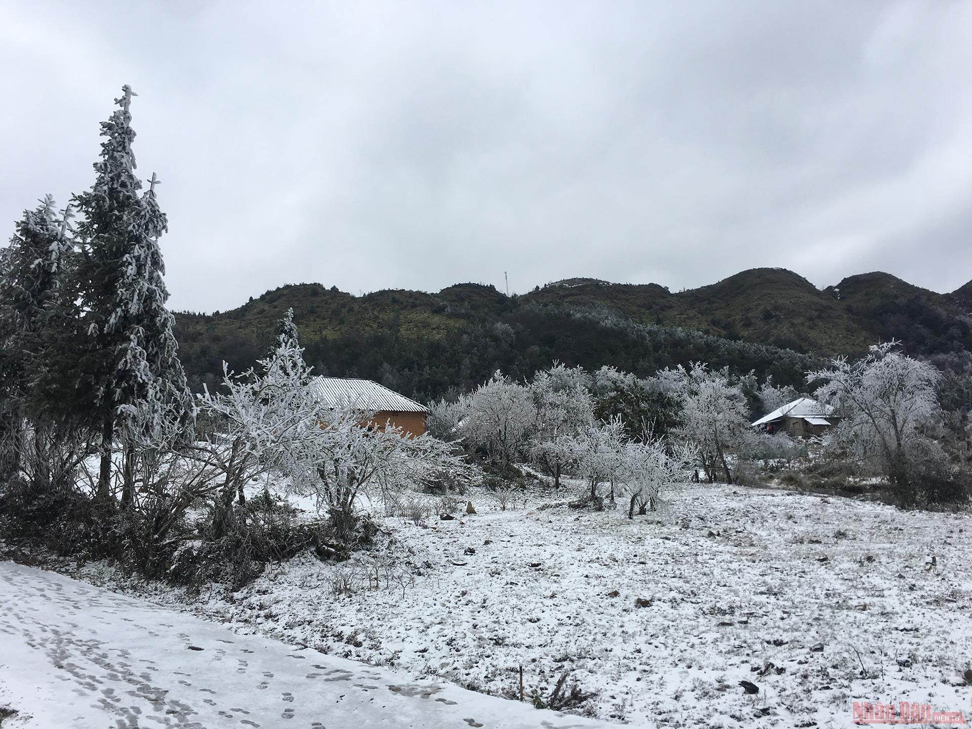 Northern Vietnam mountains engulfed in white snow