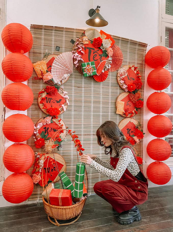 Four coffee shops with Tet holiday-themed decorations in Hanoi
