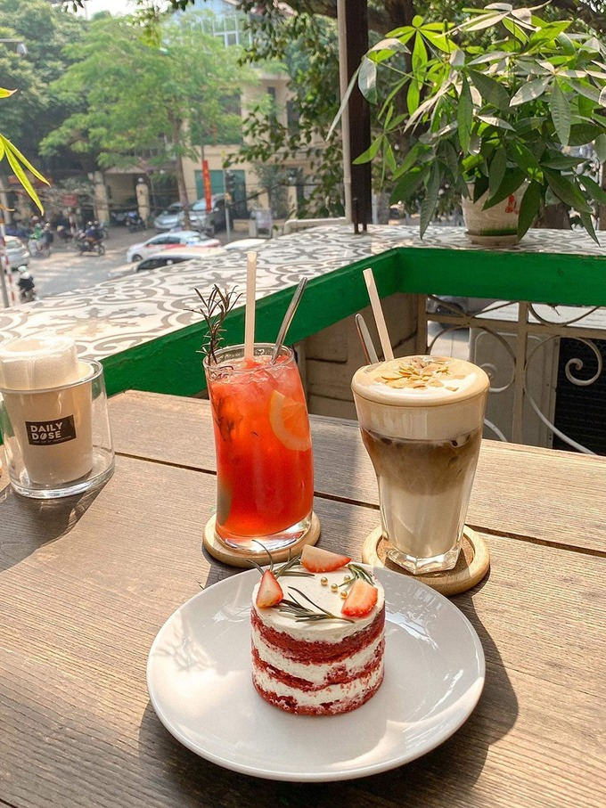 Four coffee shops with Tet holiday-themed decorations in Hanoi