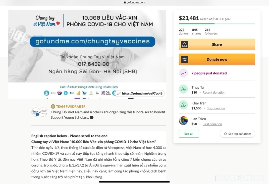 Overseas Vietnamese in Australia, United States support Covid-19 vaccine fund