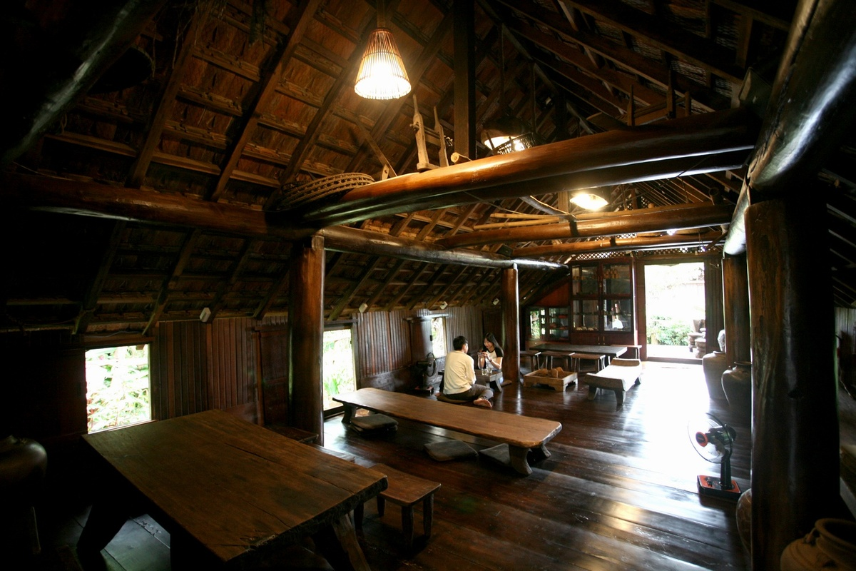 Coffee shop in the Central Highlands traditional longhouses