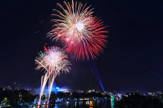 Firework display in Hanoi on January 1, 2021 (Photo: VNE) 