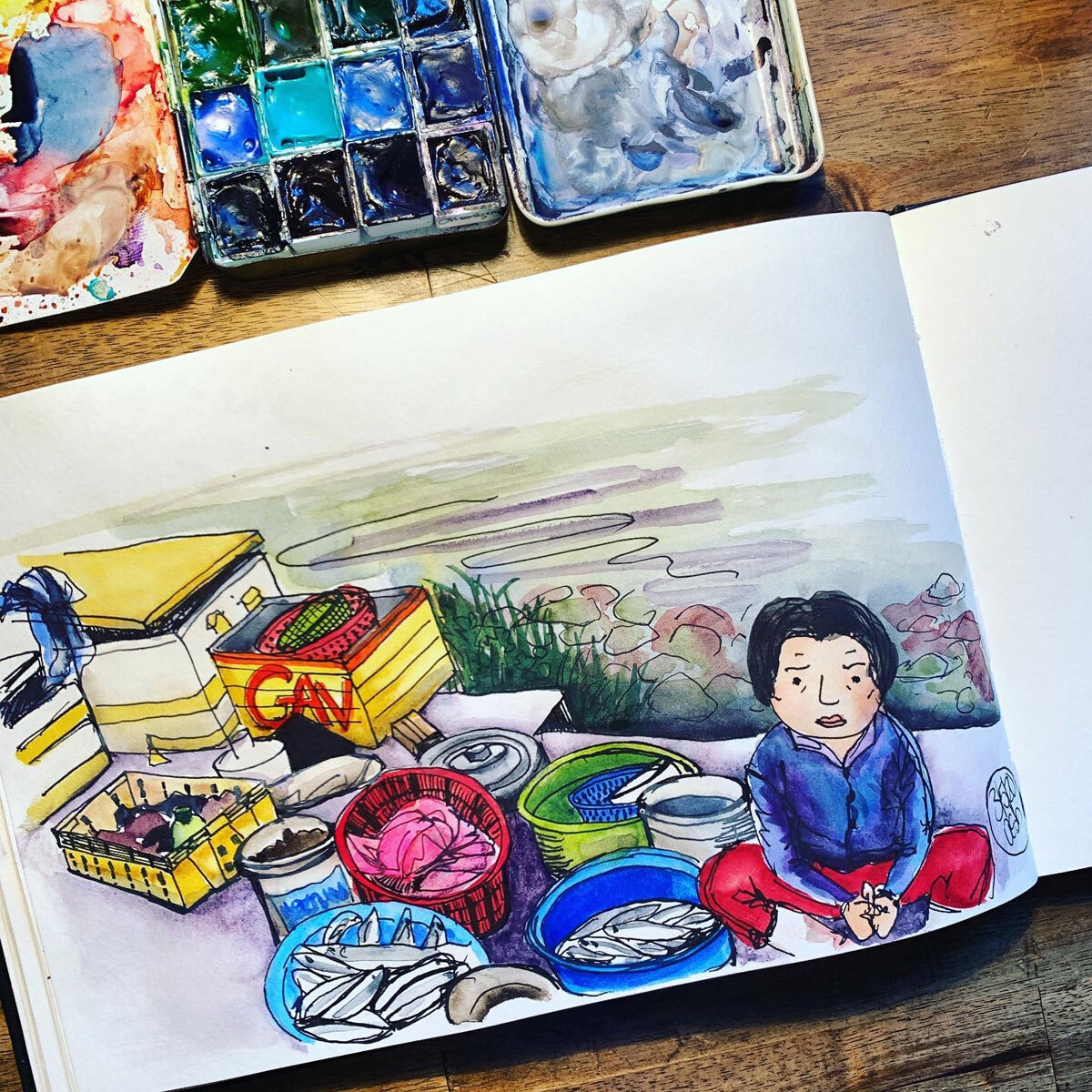vibrant hoi an under australian artists sketches