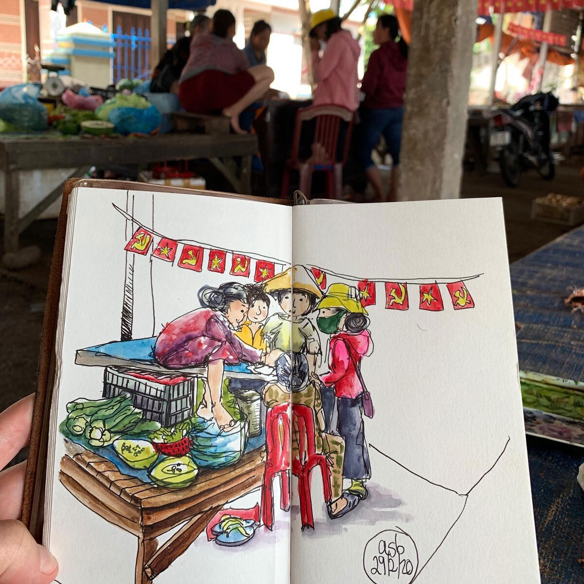 vibrant hoi an under australian artists sketches