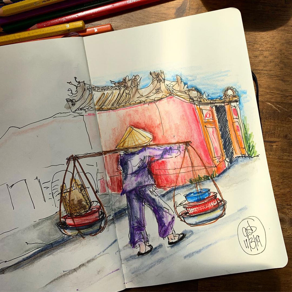 vibrant hoi an under australian artists sketches