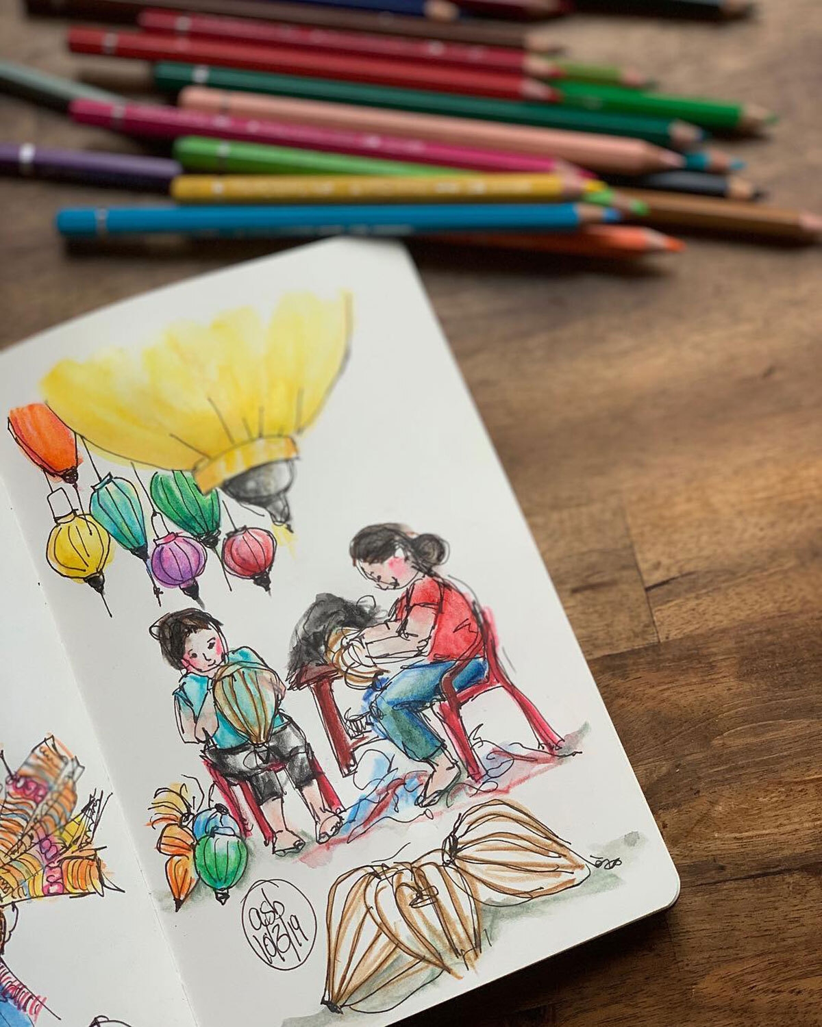 vibrant hoi an under australian artists sketches