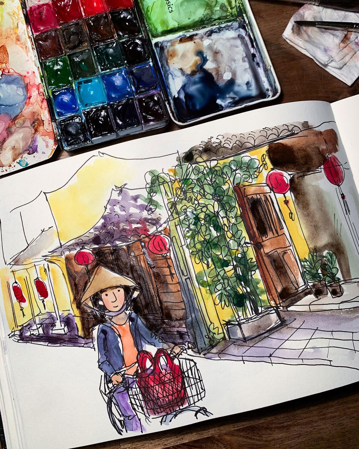 vibrant hoi an under australian artists sketches