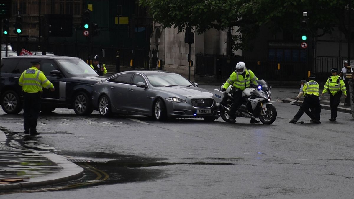 Boris Johnson’s car was hit by security vehicle as it was leaving the main gate of parliament 
