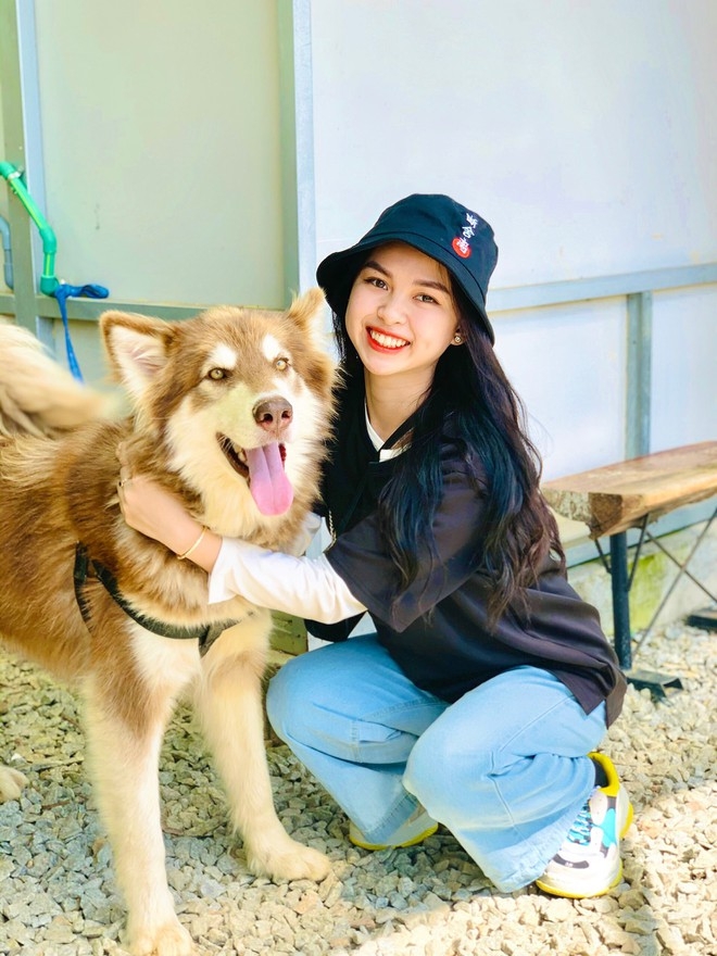 undefined A guest taking photo with on of the dogs in Puppy Farm Cafe