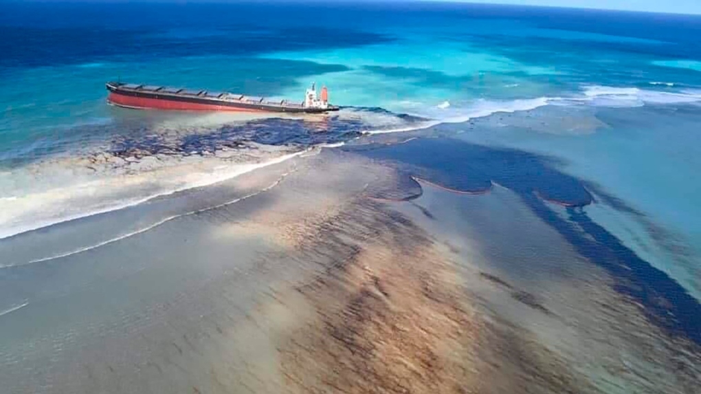 The Indian Ocean island of Mauritius declared a “state of environmental emergency” late Friday after a Japanese-owned ship that ran aground offshore days ago began spilling tons of fuel 
