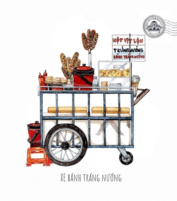 Sketches of foodcarts reveal a glimpse into Vietnamese culinary culture