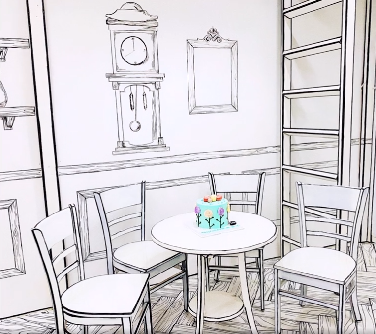 Contoured lines turn Vietnamese café into anime world