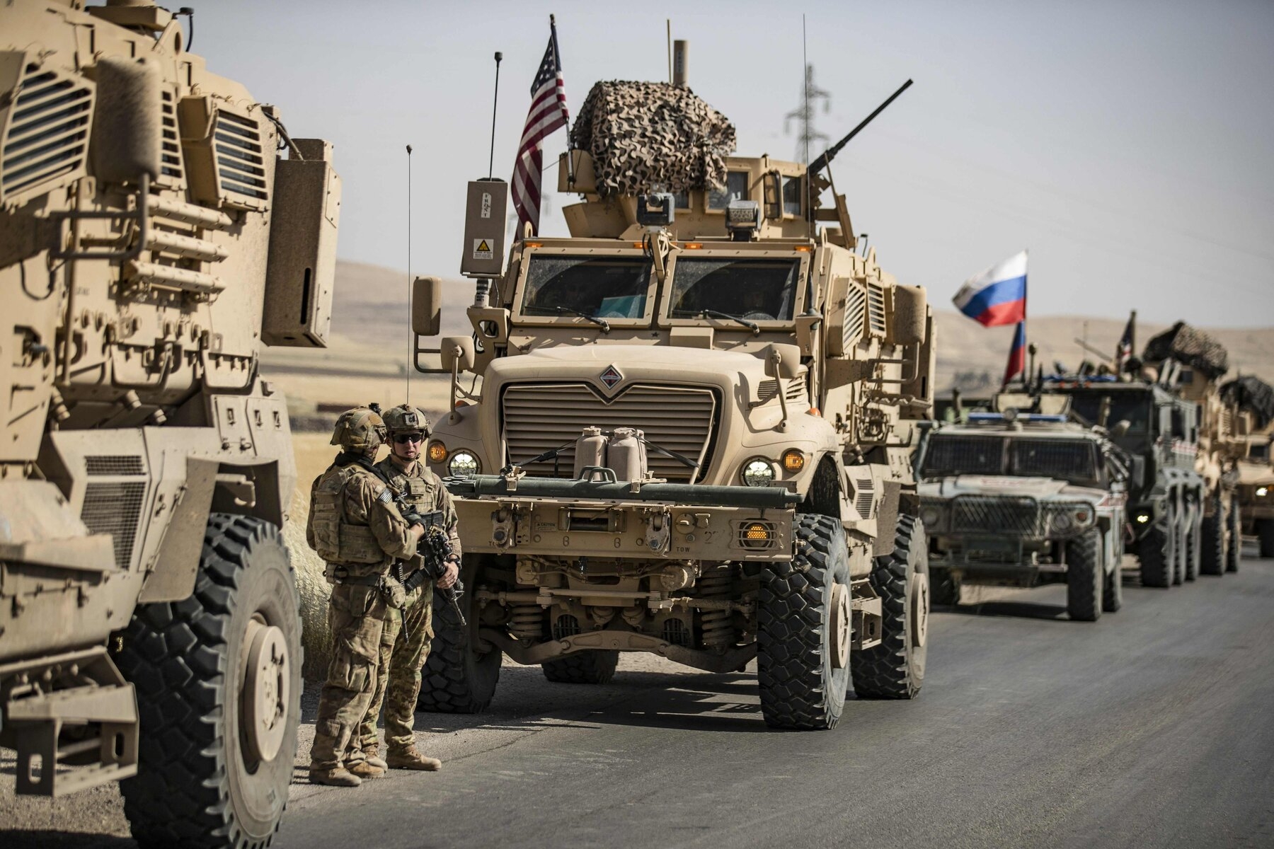 Four u.s. military personnel were injured tuesday when their vehicle was side-swiped by a russian armored 