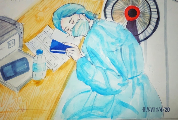 Touching Paintings of Frontline Workers in Covid-19 Battle
