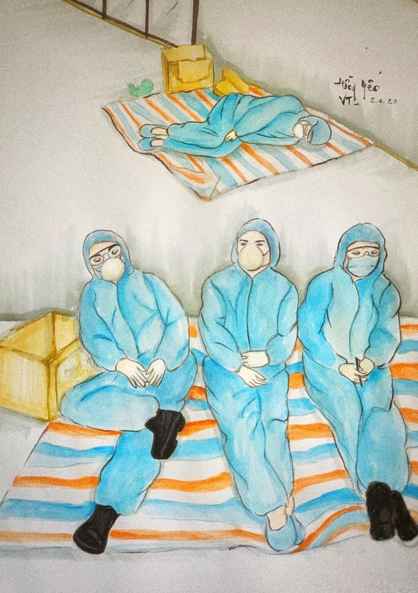 Touching Paintings of Frontline Workers in Covid-19 Battle