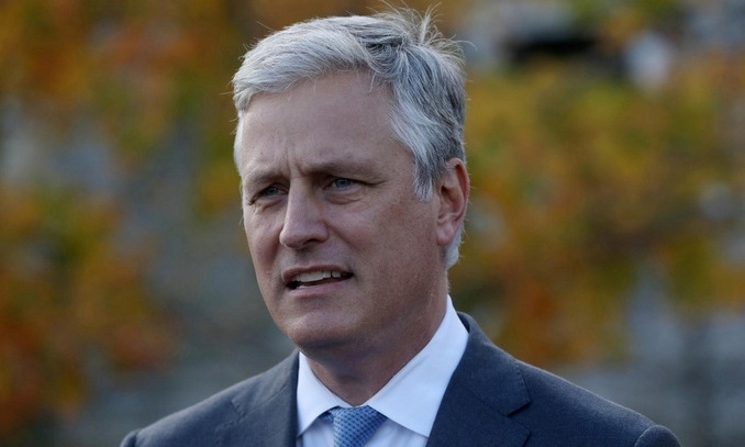 National security adviser Robert O'Brien speaks to the media outside the White House in Washington, U.S., November 17, 2020. Photo by Reuters/Leah Millis.