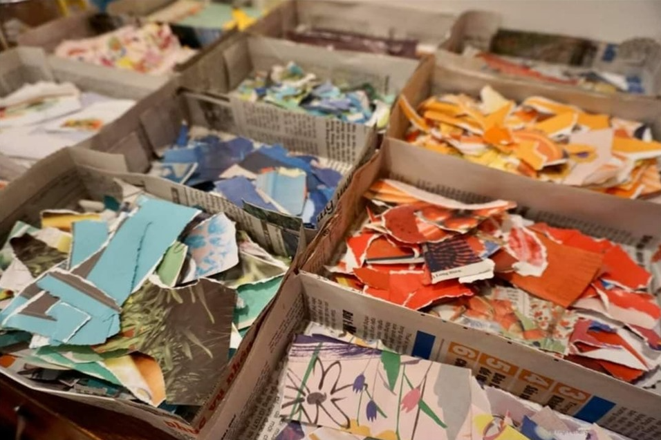 Pre-school teacher in Hanoi turns old newspapers into collage pictures