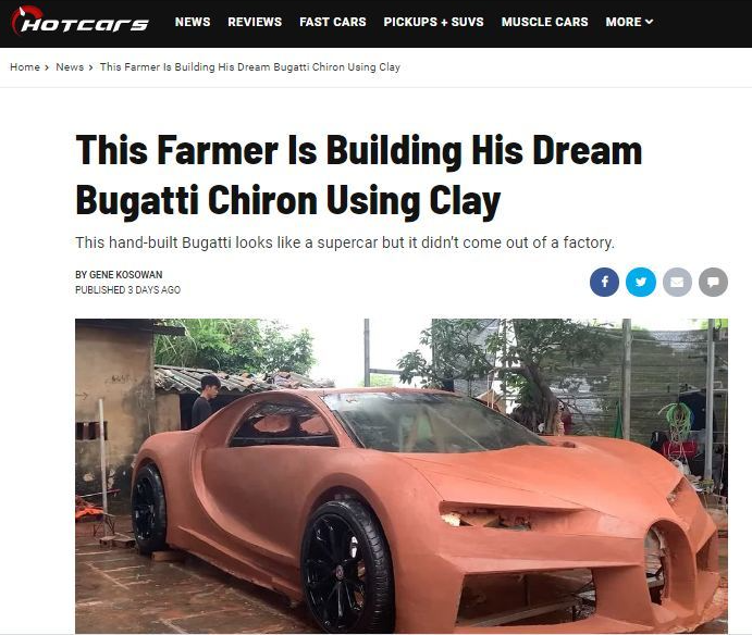 Vietnamese young men got int'l applause for making Bugatti Chiron using clay