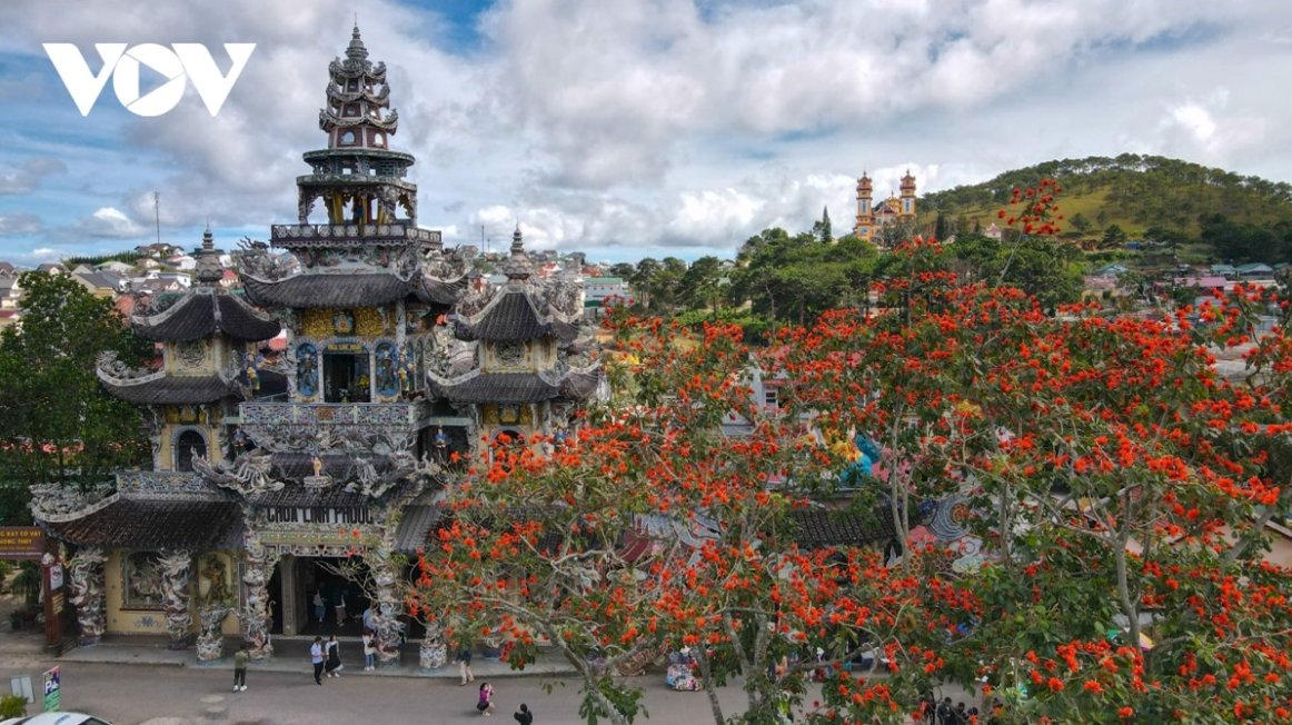 Unique pagoda built from ceramic pieces in Da Lat