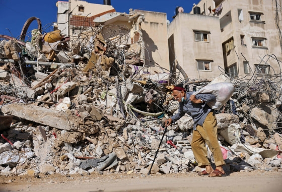 A building destroyed by Israeli bombardment in Gaza City on Wednesday.Mohammed Abed / AFP