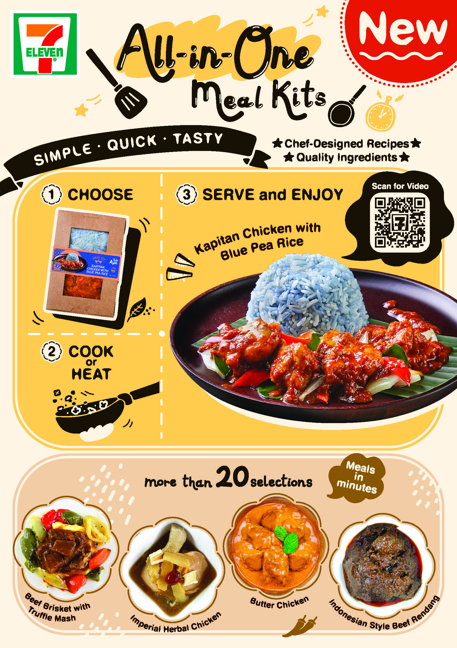 Save time and skip the grocery queues with 7-Eleven’s easy to cook All-in-One Meal Kits with pre-prepped quality ingredients for a tasty meal in under 15 minutes