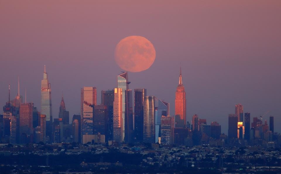 Wolf Moon - The First Full Moon of 2022 Shining Up The Sky