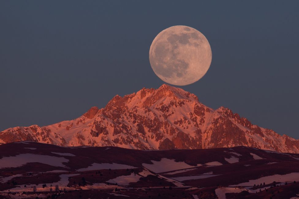 Wolf Moon - The First Full Moon of 2022 Shining Up The Sky